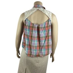 Cato Woman Plaid Sleeveless Button Front Tie Hem Top Multicolor 18/20W